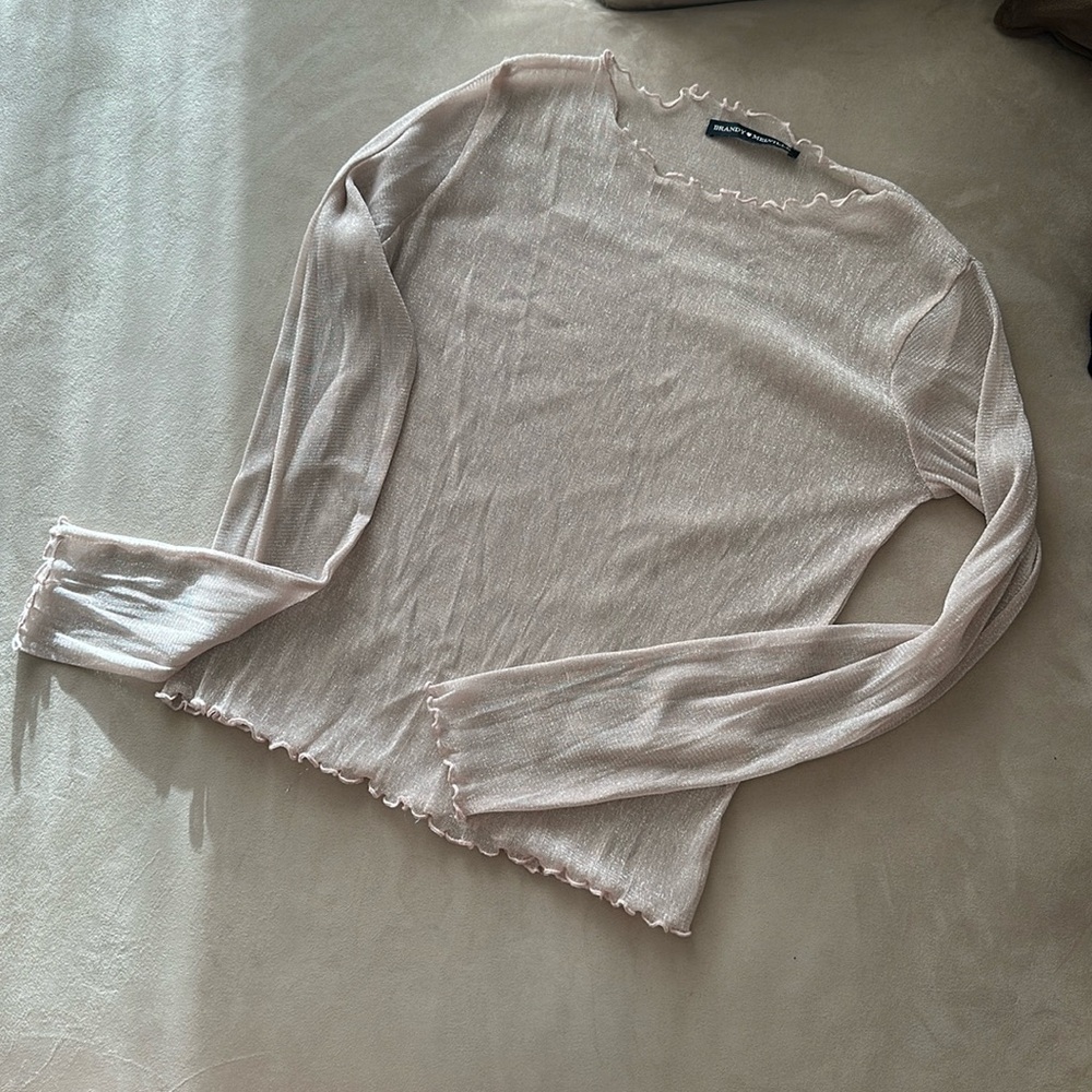 BABY PINK SPARKLE C-THRU BRANDY MELVILLE TOP- XS/S